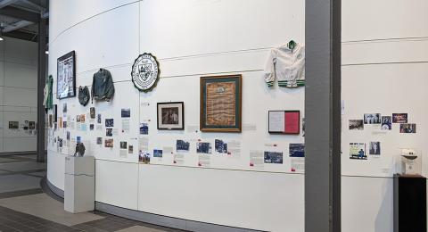Installation view of items in the Plymouth State in 150 Objects exhibit