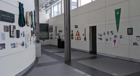 Installation view of items in the Plymouth State in 150 Objects exhibit