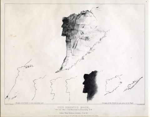 drawing of the rock profile by Isaac Sprague, 1848