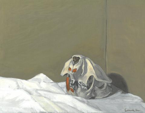 Emma Lisle, "Beaver Skull", Acyrlic on Canvas.
