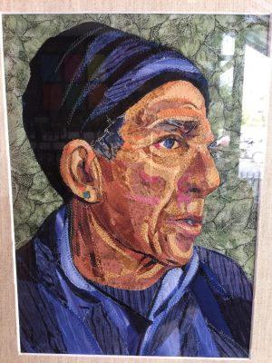 Portrait of Steve Sweedler, Annette W. Mitchell. Cotton Fabrics. 2015.
