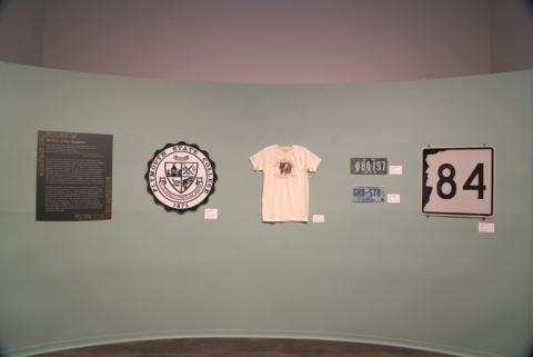 Exhibition view of items using Old Man branding