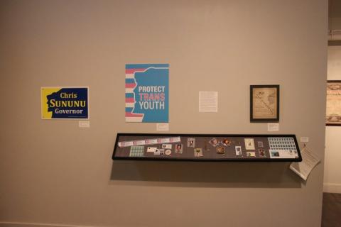 Exhibition view of items using Old Man branding
