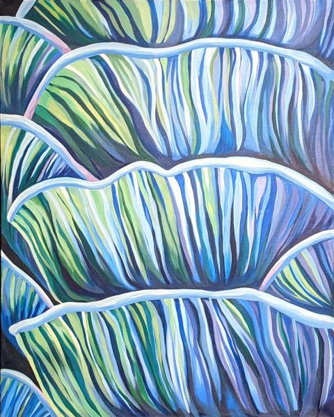 "Blue Mushrooms" Kassie Stanley, Acrylic on Canvas, Independent