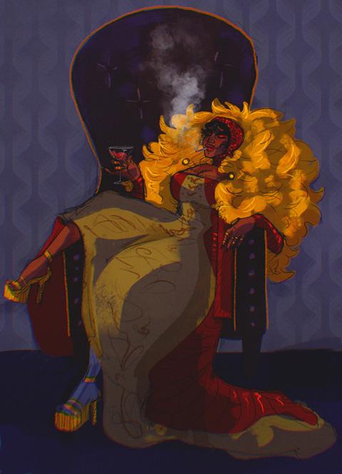 "lady on the throne" Moe Kirwin, Digital Art, Independent