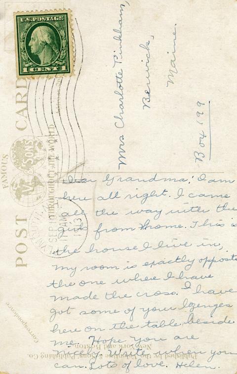 Plymouth State in 150 Objects exhibition 1910s postcard back