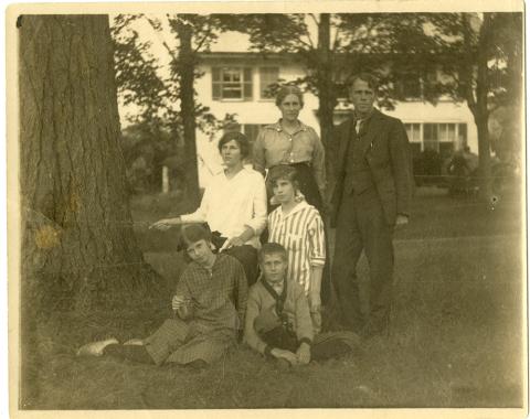 Plymouth State in 150 Objects exhibition 1910s scrapbook Robert Frost and family