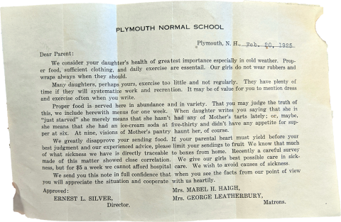 Plymouth State in 150 1920s scrapbook flu rules