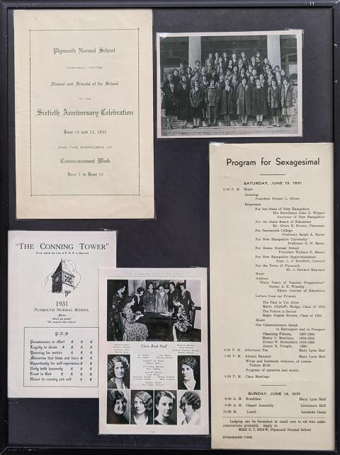 Plymouth State in 150 Objects exhibition 1930s scapbook items