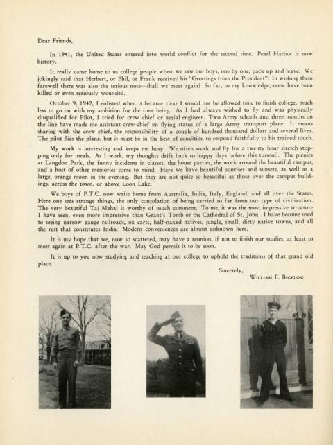 Plymouth State in 150 Objects exhibition 1940s WW2 soldier letter