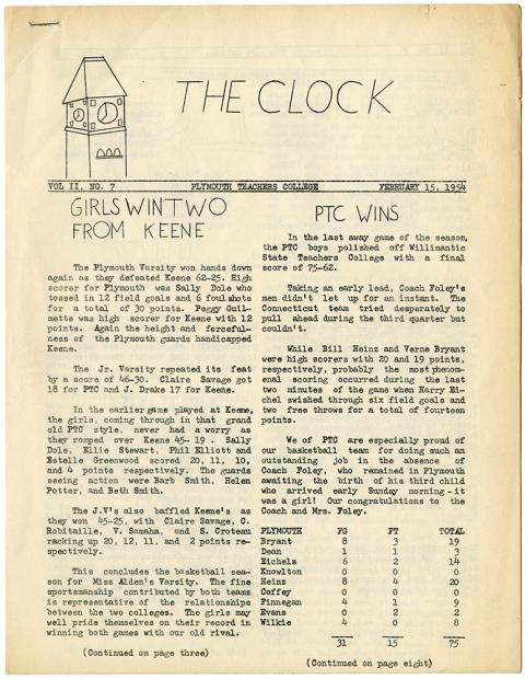 Plymouth State in 150 Objects 1950s The Clock periodical early version