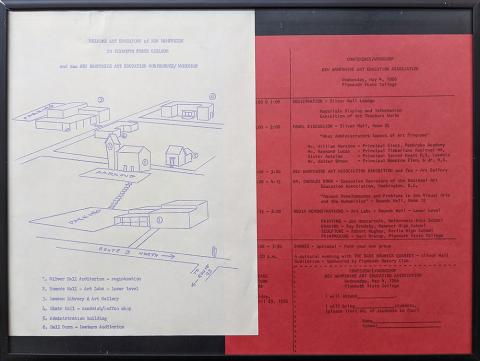 Plymouth State in 150 exhibition 1960s campus workshop map