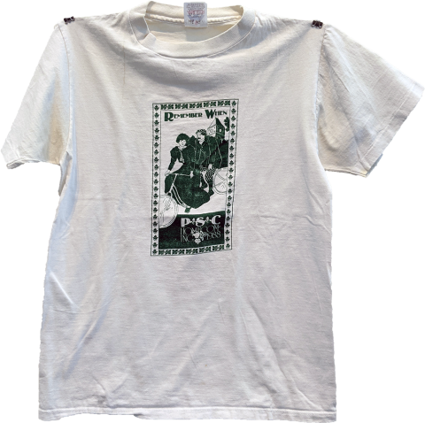 Plymouth State in 150 Objects exhibition 1980s shirt reading "remember when"