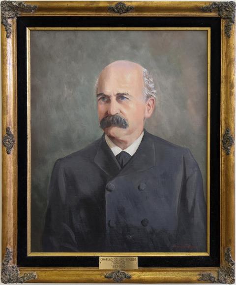 Plymouth State in 150 Objects exhibition 1880 oil portrait of Charles Collins Rounds