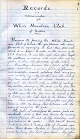 Record from the White Mountain Club of Portland 