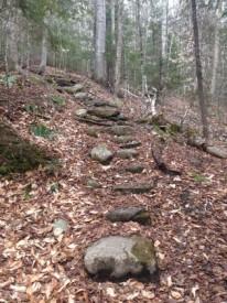 Rock staircase along the Appalachian Trail on Mount Cube