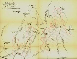 Map showing the extent of heavy logging on the Northern Presidentials as of 1905