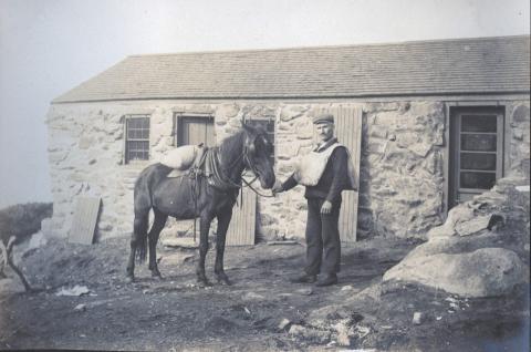 man with a horse atr Madison Hut, 1906