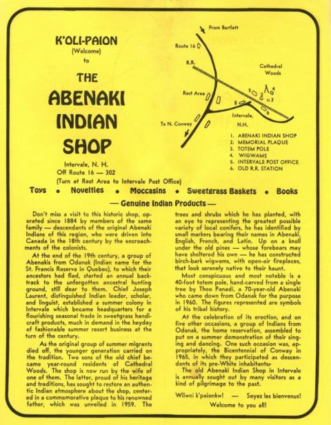 Abenaki Indian Shop flyer