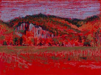 Betty Flournoy Brown, Cathedral Ledge Mt. Washington Valley Diptych. Oil on birch panels