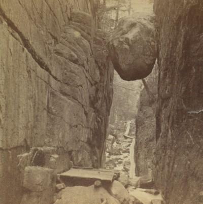 Flume above the boulder in Franconia Notch