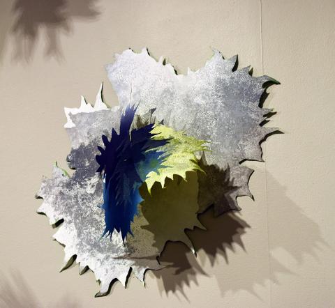 Kimberly Ritchie, Undiscovered Species: Extrude (Detail). Cut relief rolled collagraphs, wire