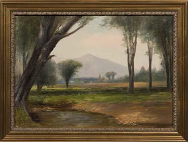 Mary Safford, Mt. Kearsarge from Artists’ Brook, Oil on board