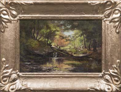 M.E Loring, Woodland Pool, Oil on canvas