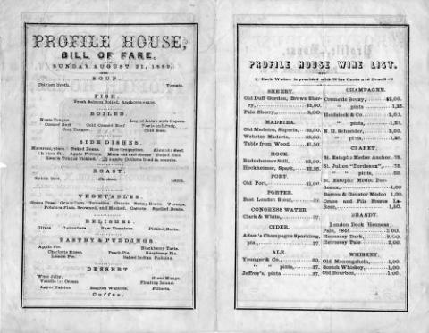 Profile house menu from 1859
