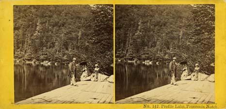 Profile Lake, Franconia Notch. Stereoview card image.