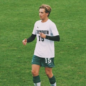 Erik Armskog playing soccer for Plymouth State