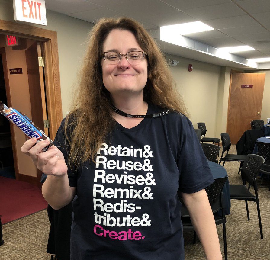 picture of woman in a 5R's t-shirt