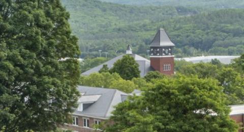 A view of campus through the trees