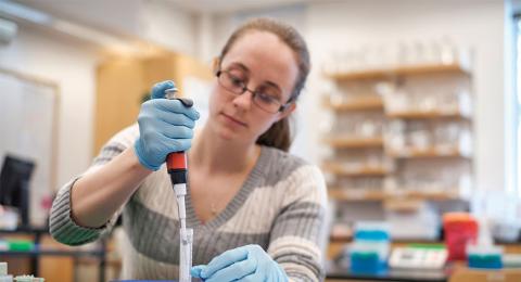 Biology student in lab