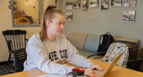 Student working on a laptop