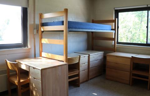 Blair Hall dorm room with bunk-beds