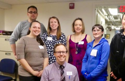 Mike Mariska with students, faculty and staff