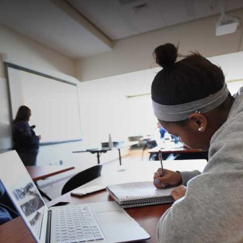 student in classroom