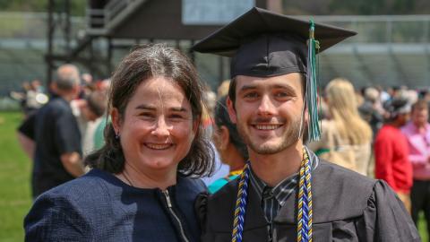 Student and parent at commencement