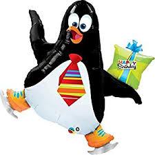 Cartoon penguin on skates