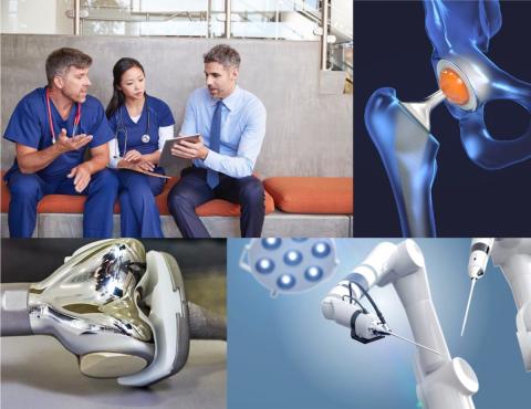 A collage of images of 3d models of bones, implants, and students