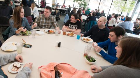 Students dining on campus