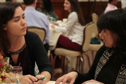 Alumni at career event