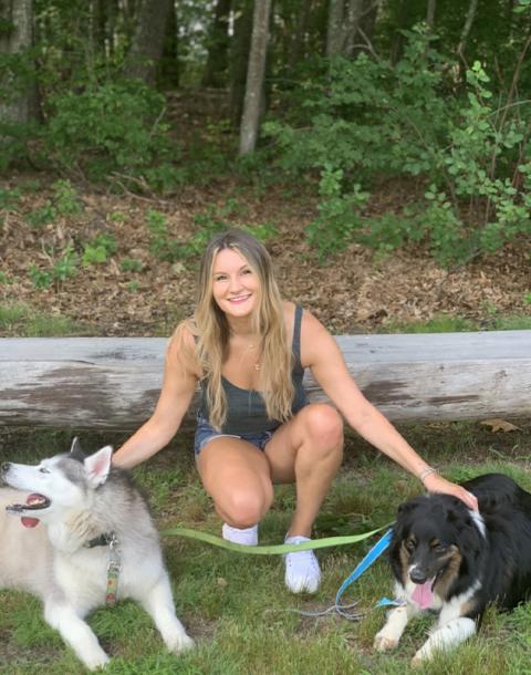 Jewelia with two dogs