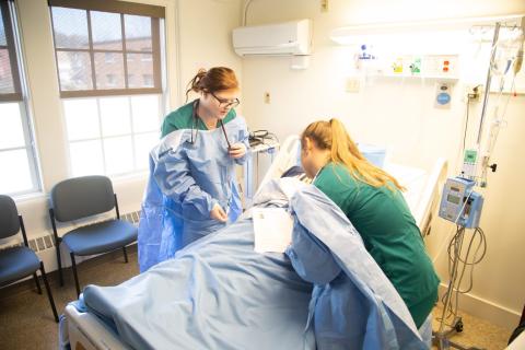 nursing students participating in a disaster simulation