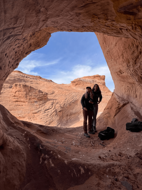 Nursing students in cave on service learning trip