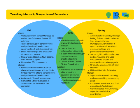 comparison of fall and spring semesters for year-long elementary ed interns and mentors