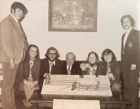 Pete Cofran with Gov. Thomson advocating for Hyde Hall construction.