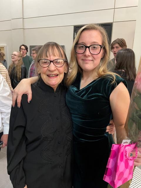 Sally Jensen ’74G with past scholarship recipient Laura Nadeau.