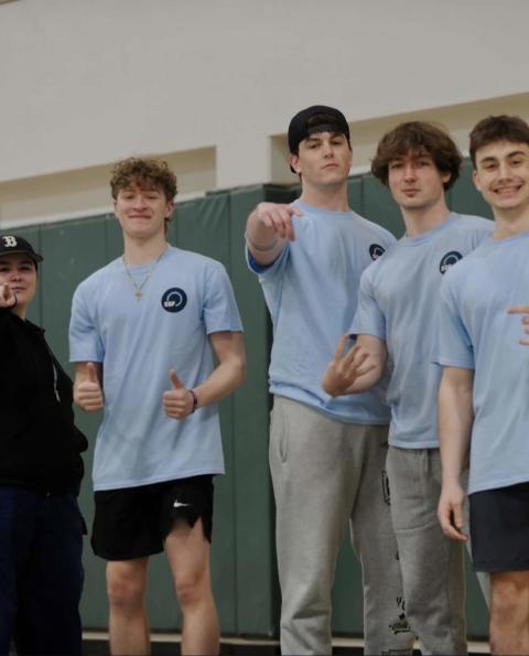 Group of students pose for a photo